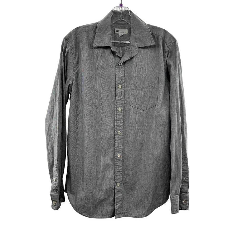 Gap Gray Button Down Shirt Men's Size Small Long Sleeve Standard Fit